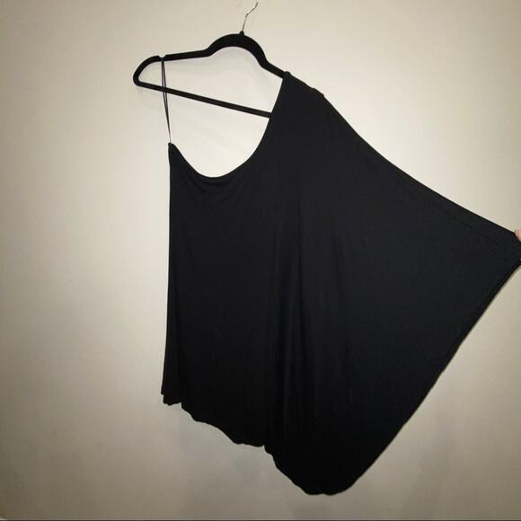 Express Dress black Mini one shoulder long flutter sleeve Size Small - Picture 3 of 5